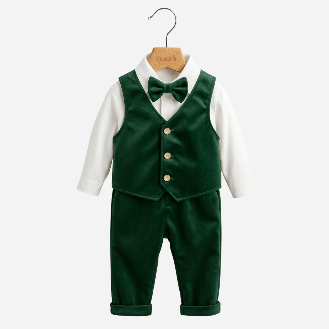 Completo natalizio in velluto per neonato Klaiadì KD12289