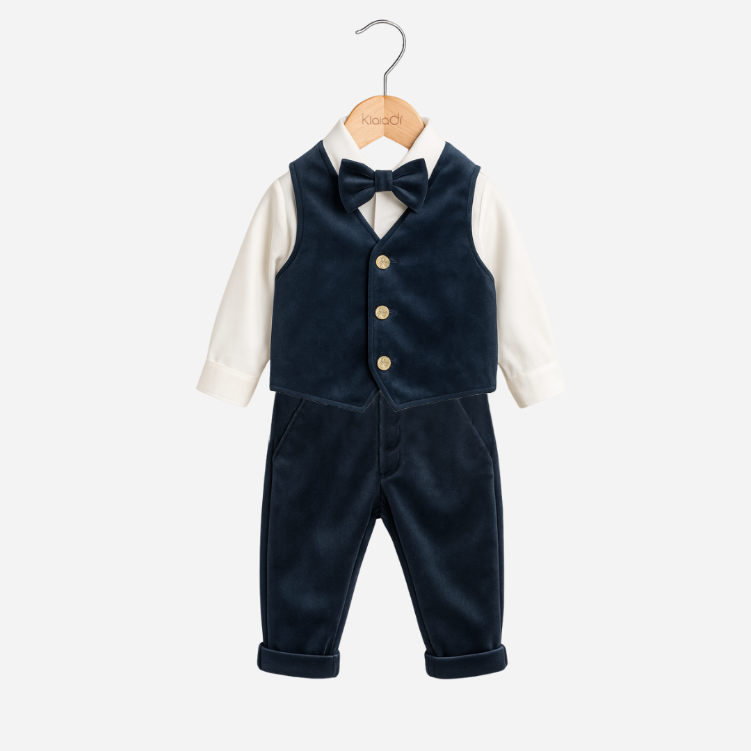 Completo natalizio in velluto per neonato Klaiadì KD12289