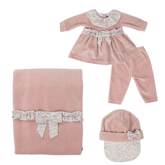 Set coordinato in ciniglia neonata con vestina tema K106 Klaiadì