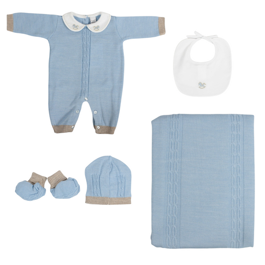 Set coordinato in lana neonato con tutina tema K124 Klaiadì