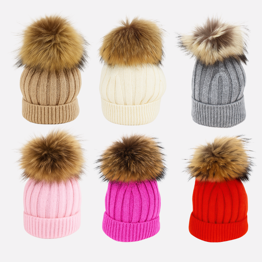 Cappello misto cashmere e lana con pon pon per bambino e bambina Klaiadì CAP05