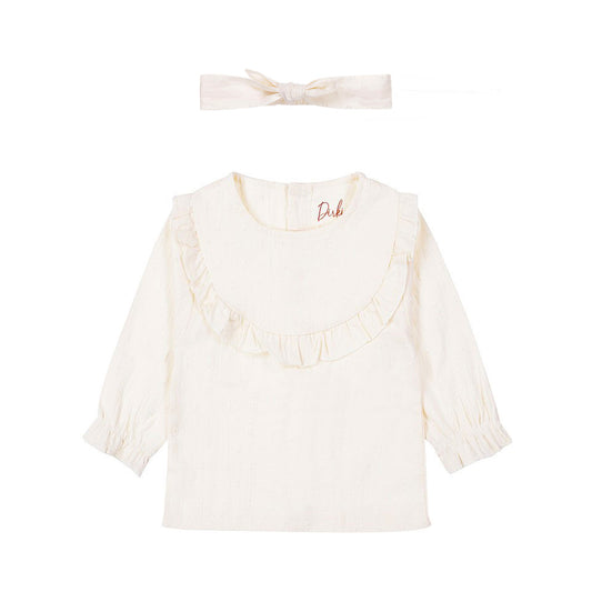 Blusa neonata + fascia per capelli in cotone biologico  WN1222 DIRKJE NOOS