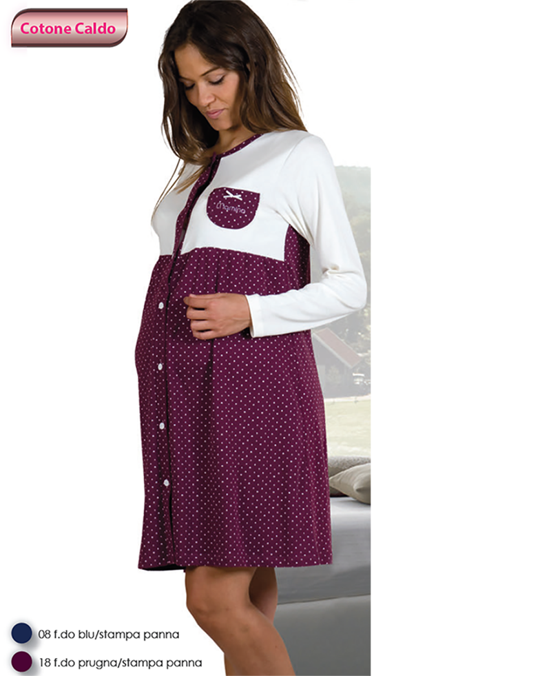 Camicia da notte premaman manica lunga Z9159/18 Mamina