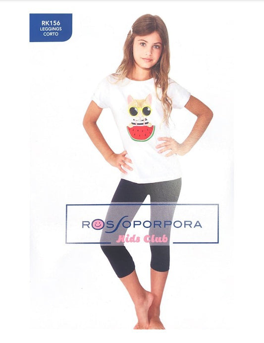 Leggings corto bambina Rosso Porpora RK156